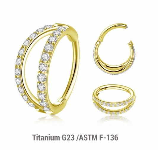 Double Pavé Diamanté Titanium Hoop
