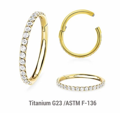 Single Diamanté Titanium Hinged Hoop