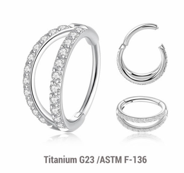 Double Pavé Diamanté Titanium Hoop