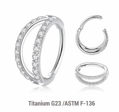 Double Pavé Diamanté Titanium Hoop