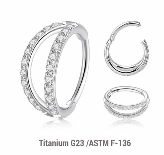 Double Pavé Diamanté Titanium Hoop