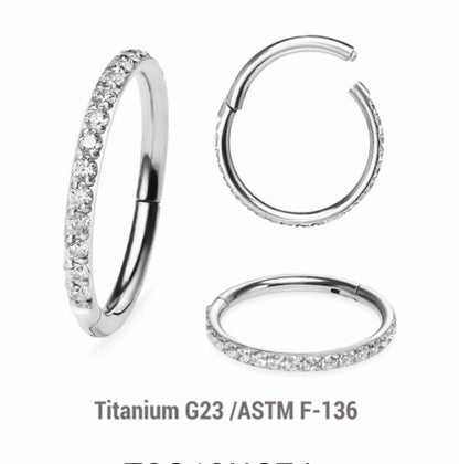 Single Diamanté Titanium Hinged Hoop