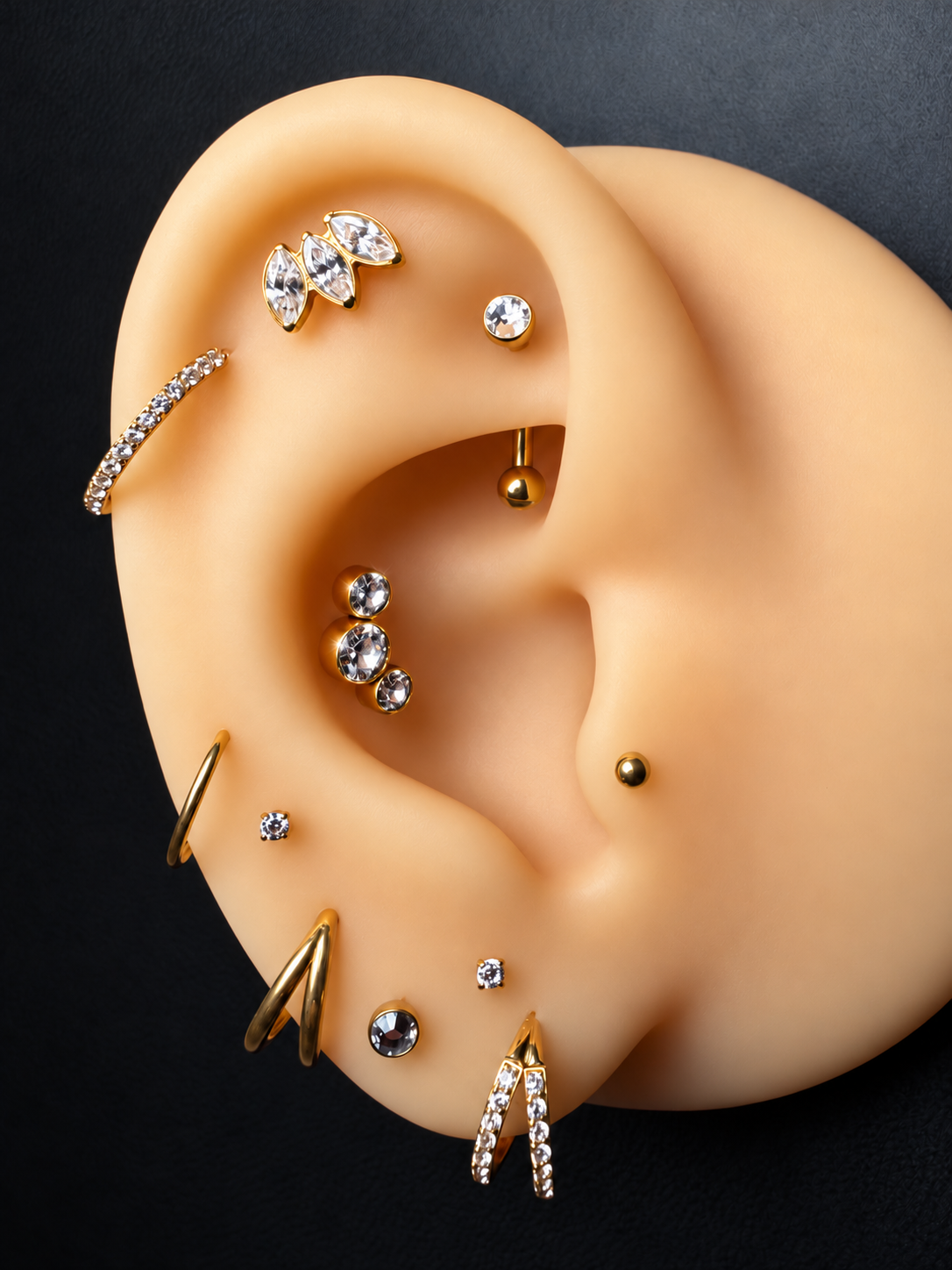 Marquise Leaf Titanium Flat Back Labret