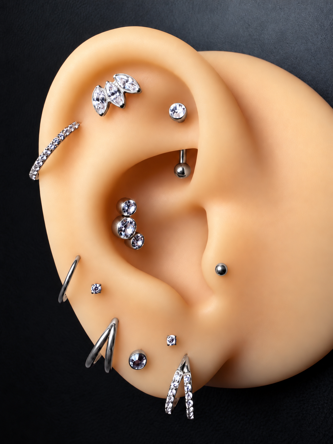 Marquise Leaf Titanium Flat Back Labret